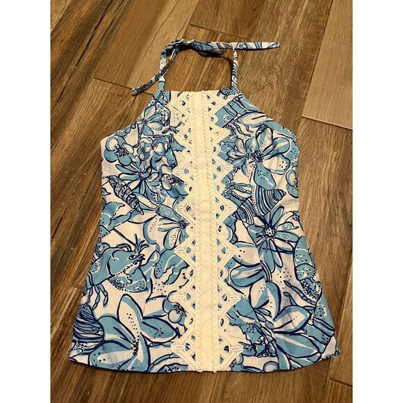 Lilly Pulitzer Jubilee Hillview Halter Top Coronado Crab Size 2 EUC - Picture 1 of 8
